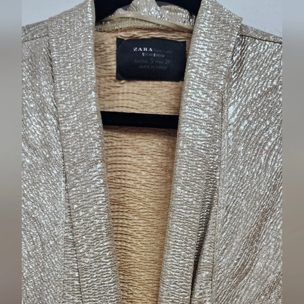 Zara Womens Special Edition Metallic Gold Cardigan Size S - Picture 7 of 9
